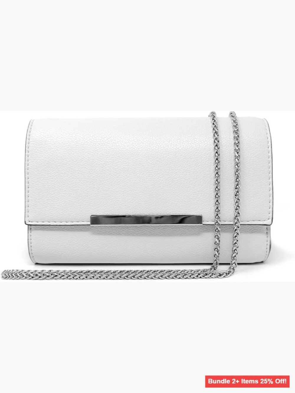 Small Vegan Leather Clutch with Detachable Chain Strap Convertible Crossbody